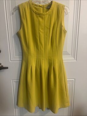 H&M Yellow Pleated Fit-and-Flare Dress